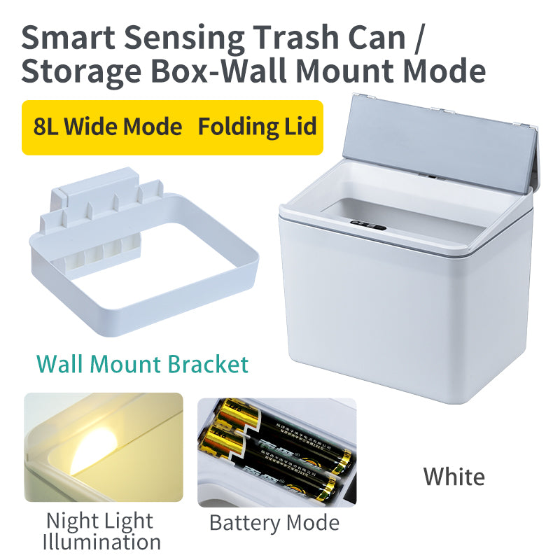 6L / 8L Rectangle Sensor Folding Lid Storage Box Trash Box LED Light