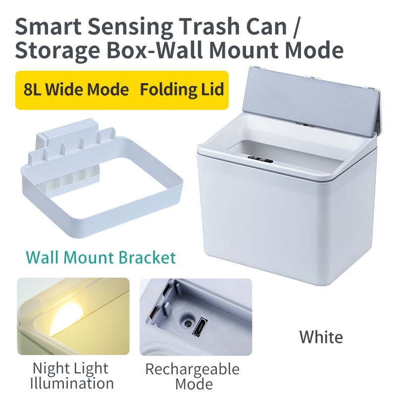 6L / 8L Rectangle Sensor Folding Lid Storage Box Trash Box LED Light