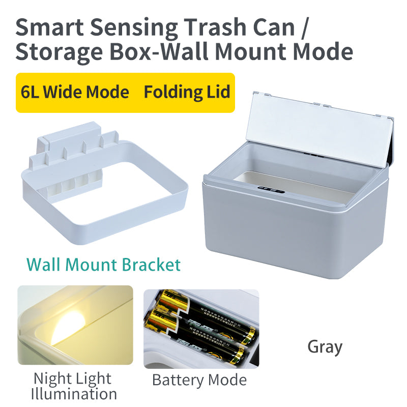 6L / 8L Rectangle Sensor Folding Lid Storage Box Trash Box LED Light