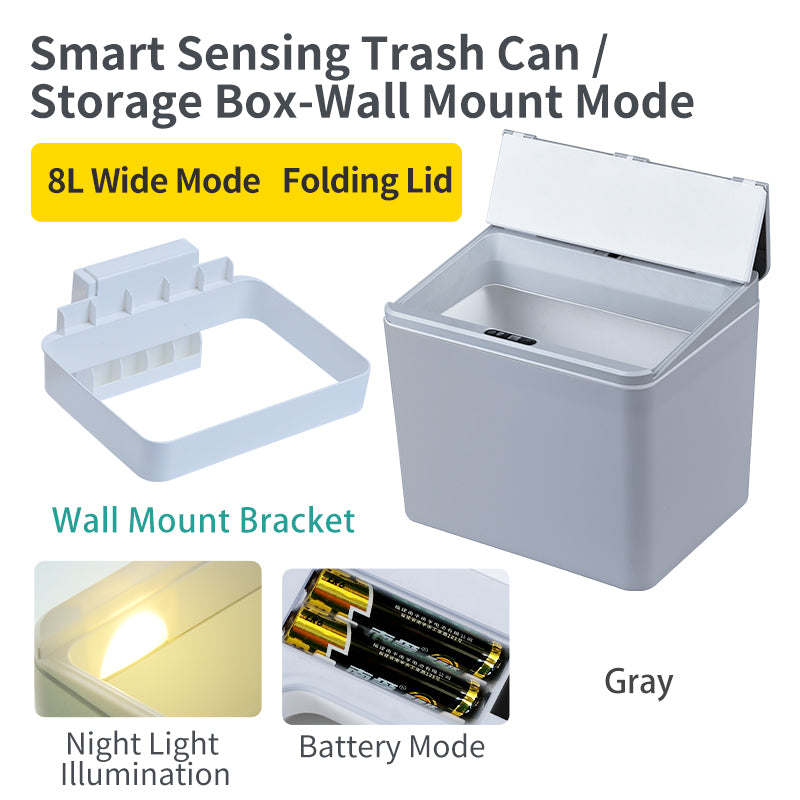 6L / 8L Rectangle Sensor Folding Lid Storage Box Trash Box LED Light