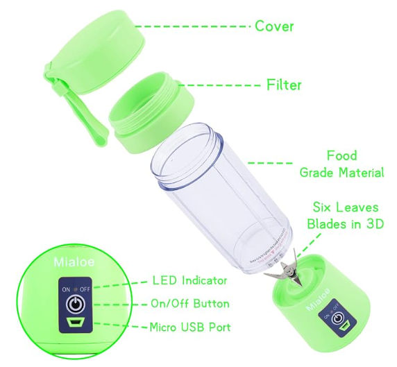Upgraded Version Portable Electric Juicer Blender, Household Fruit Mixer, Rechargeable, Easy to carry, Good for everyone outdoor used 380ML