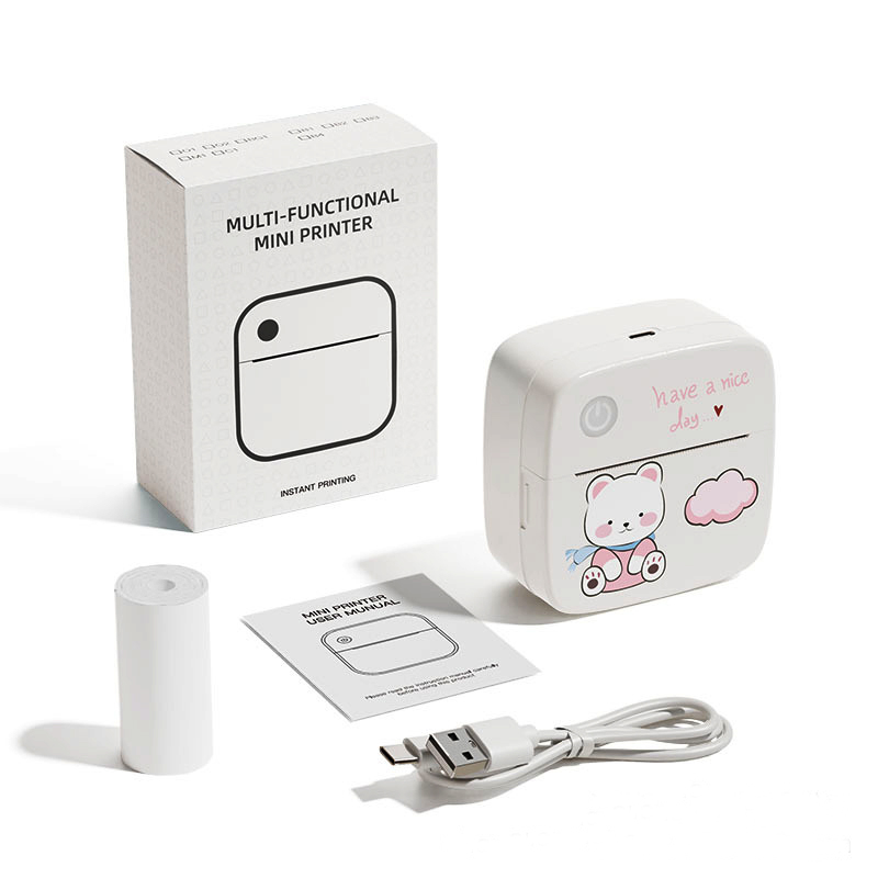 Mini Portable Small Printer, Sticker Printer Machine, Study Printer for Pictures, Photos, Journals, DIY, Compatible with Phone & Tablet