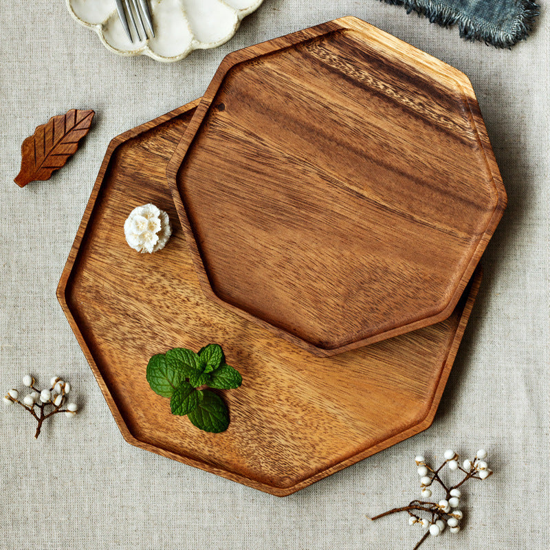 Japanese Lacquerless Acacia Wood Star Anise Tray