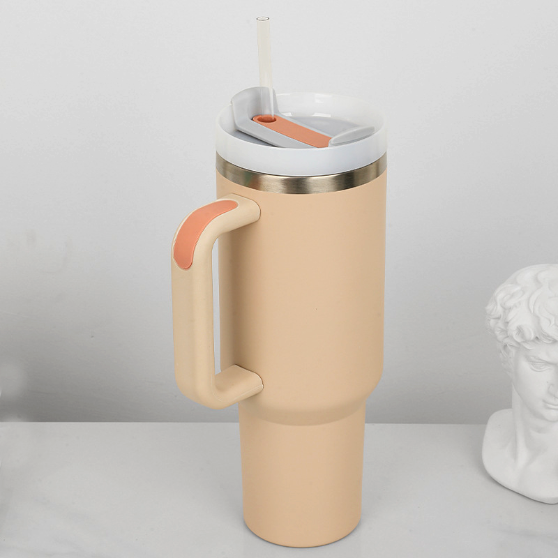 40 oz Ice Flow Stainless Steel Tumbler with Straw, Vacuum Insulated Water Bottle for Home, Office, Car, Outdoors, Reusable Cup with Straw Leak Resistant Flip