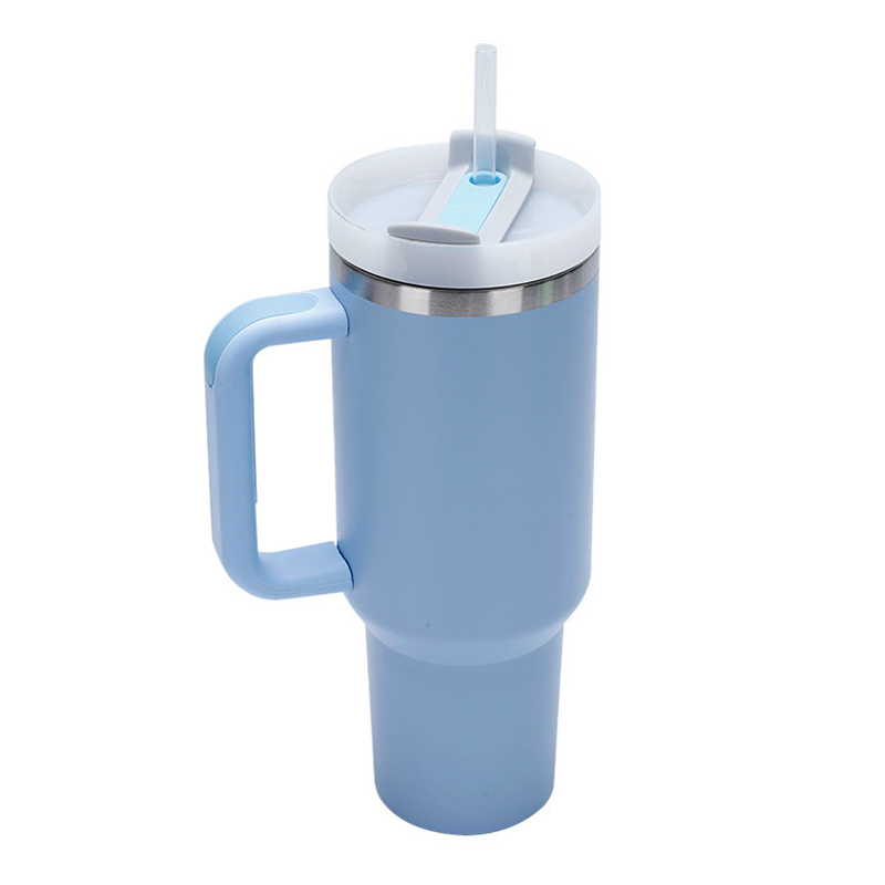 40 oz Ice Flow Stainless Steel Tumbler with Straw, Vacuum Insulated Water Bottle for Home, Office, Car, Outdoors, Reusable Cup with Straw Leak Resistant Flip