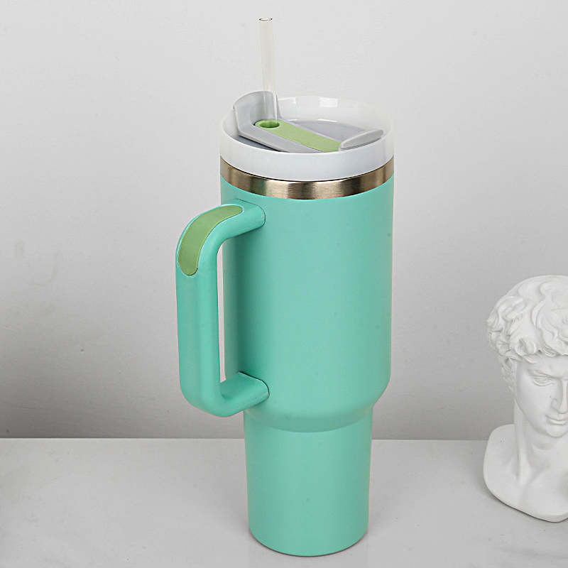40 oz Ice Flow Stainless Steel Tumbler with Straw, Vacuum Insulated Water Bottle for Home, Office, Car, Outdoors, Reusable Cup with Straw Leak Resistant Flip