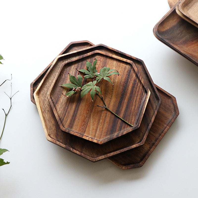 Japanese Lacquerless Acacia Wood Star Anise Tray