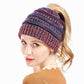 Mixed Color Knitted Wool Hat Ladies Non-labeled Ponytail Hat