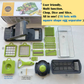 Chopper, Slicer and Grater for Vegetable, Melons, Onion, Garlic, Radish, Carrot, Chocolate, Cheese, Potatoes, Tomatoes, Cucumbers, Ginger. Multifunctional Blades
