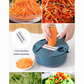 Handheld Chopper, Slicer, Grater, Mashing and Shredding for Vegetable, Potato, Radish, Carrot, Multifunctional Blades, Brush and Peeler with Container and Drain Basket. All in one sets