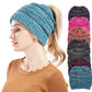 Mixed Color Knitted Wool Hat Ladies Non-labeled Ponytail Hat