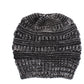 Mixed Color Knitted Wool Hat Ladies Non-labeled Ponytail Hat