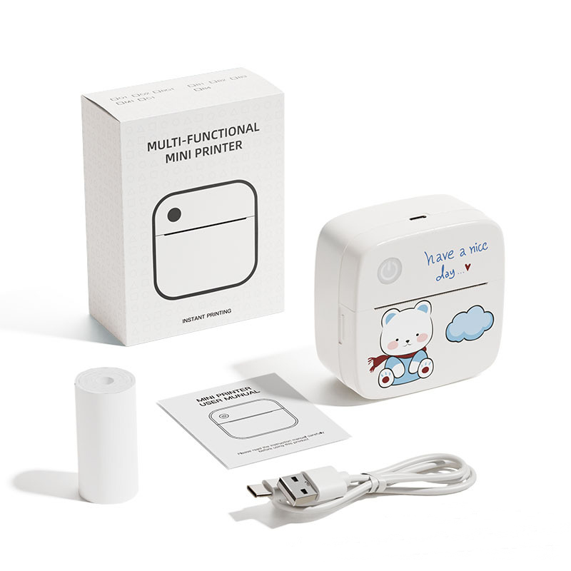 Mini Portable Small Printer, Sticker Printer Machine, Study Printer for Pictures, Photos, Journals, DIY, Compatible with Phone & Tablet