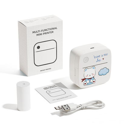 Mini Portable Small Printer, Sticker Printer Machine, Study Printer for Pictures, Photos, Journals, DIY, Compatible with Phone & Tablet