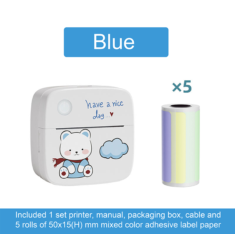 Mini Portable Small Printer, Sticker Printer Machine, Study Printer for Pictures, Photos, Journals, DIY, Compatible with Phone & Tablet
