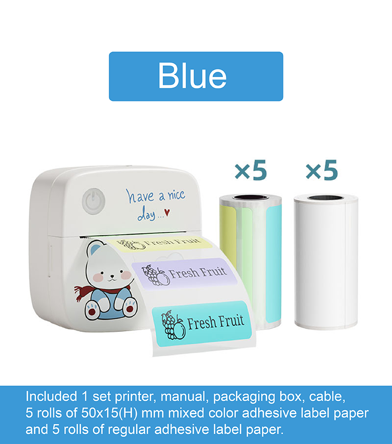 Mini Portable Small Printer, Sticker Printer Machine, Study Printer for Pictures, Photos, Journals, DIY, Compatible with Phone & Tablet