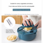 Handheld Chopper, Slicer, Grater, Mashing and Shredding for Vegetable, Potato, Radish, Carrot, Multifunctional Blades, Brush and Peeler with Container and Drain Basket. All in one sets