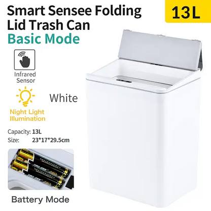 13L Rectangle Sensor Folding Lid Trash Box