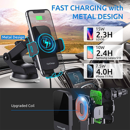 Wireless Car Charger, 15W Fast Charging Auto Clamping Car Charger Phone Mount Phone Holder fit for iPhone 15 14 13 12 11 Pro Max Xs, Samsung Galaxy S23 Ultra S22 S21 S20, S10+ S9+ Note 9, etc