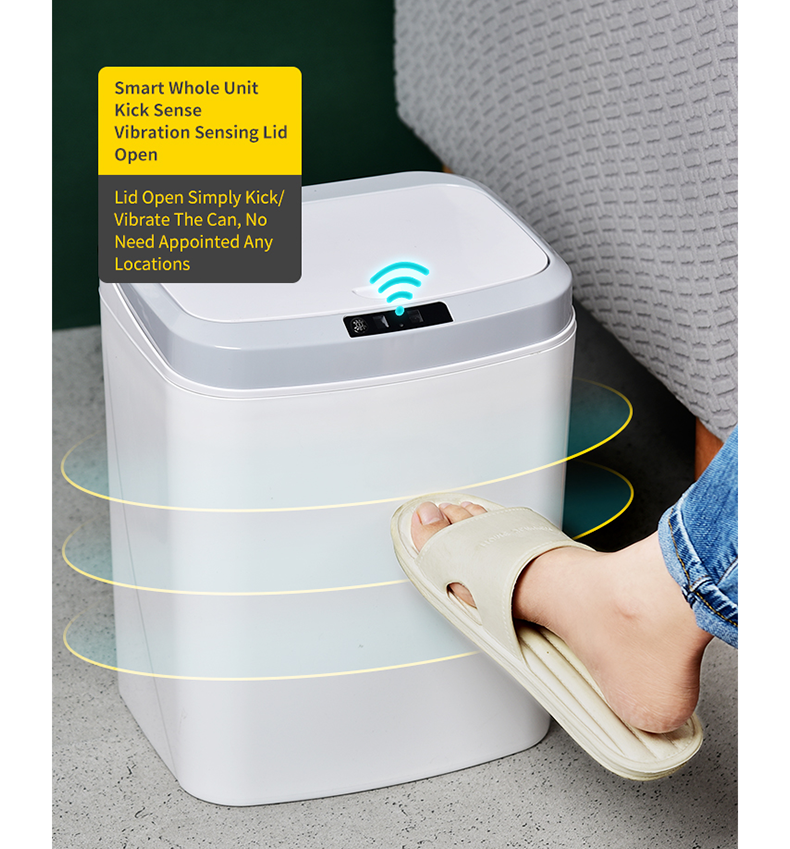 16L Rectangle Sensor Lid Trash Box
