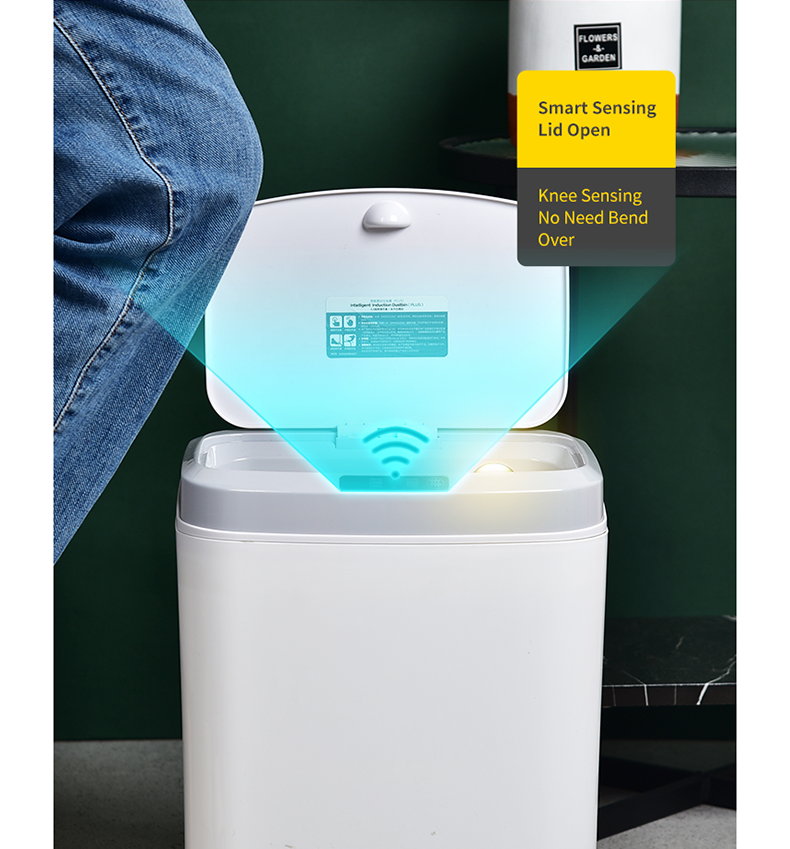 16L Rectangle Sensor Lid Trash Box